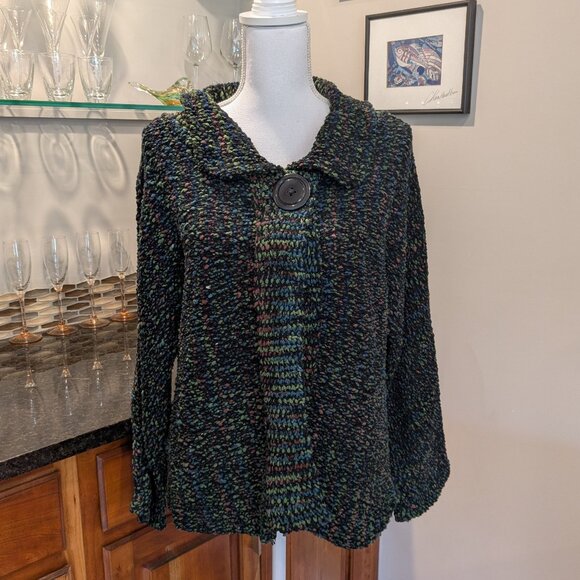 Glenmont Designs Cardigan Sweater Sz M Cozy Heavyweight Shawl Collar Multicolor - Picture 6 of 10